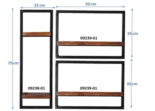 Sit Möbel Wandregal-Set 3-teilig Panama 9200-08